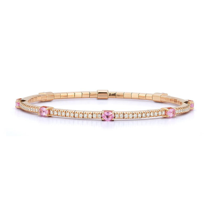 extensible 18K Rose Gold Pink Sapphire and Diamond Stretch Tennis Bracelet