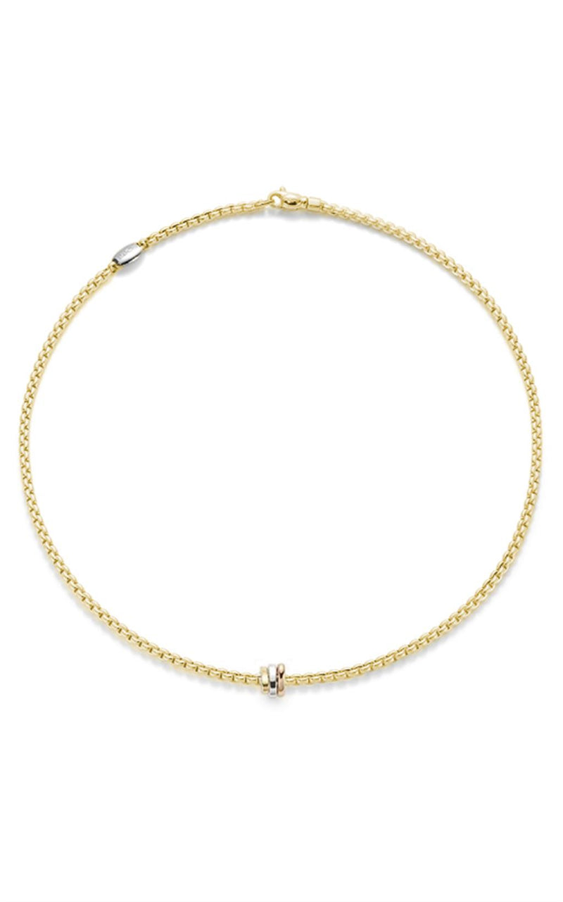Fope 18K Yellow Gold Necklace with Tri Colored Rondels