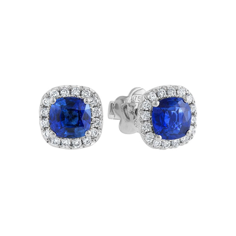 LaViano Fashion 18K White Gold Sapphire and Diamond Earrings