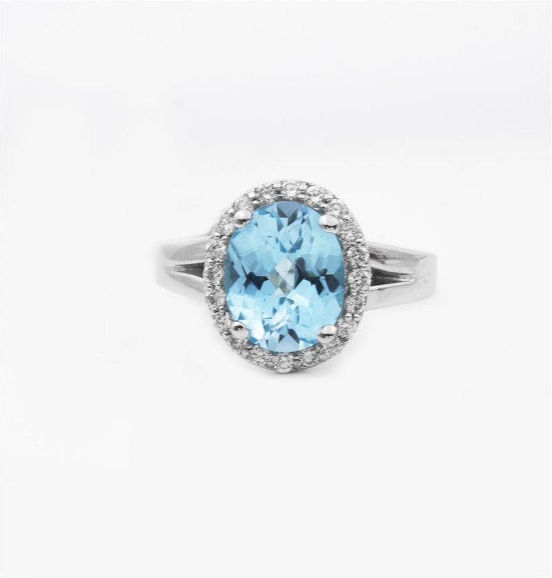 Azul 18K White Gold Blue Topaz and Diamond Ring