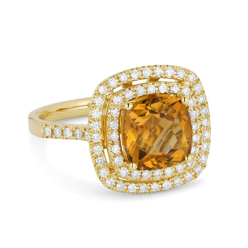 LaViano Fashion 14K Yellow Gold Citrine and Diamond Ring