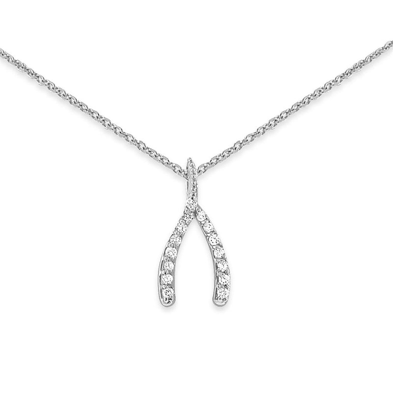 KC Designs 14K White Gold Diamond Wishbone Pendant Necklace