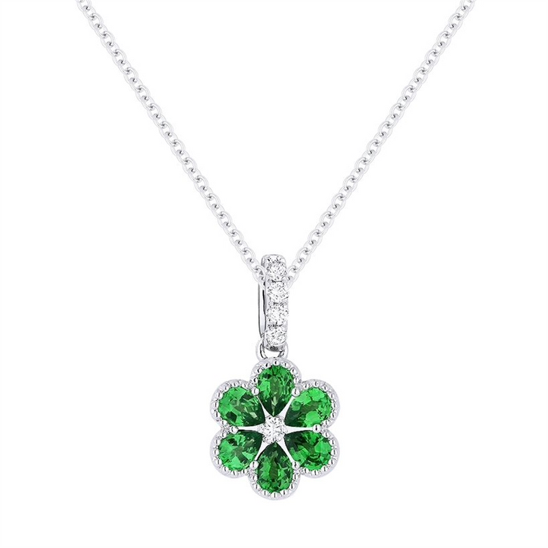 LaViano Fashion 14K White Gold Tsavorite and Diamond Pendant