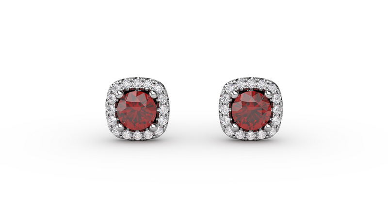 LaViano Fashion 14K White Gold Ruby and Diamond Earrings