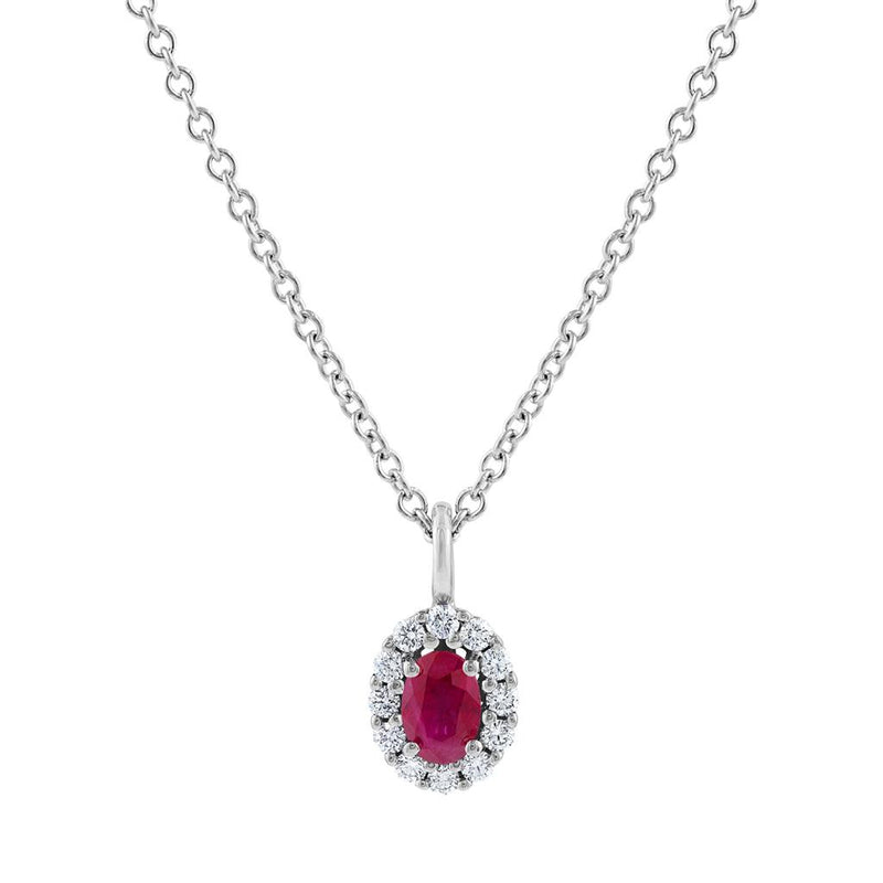 LaViano Fashion 18K White Gold Ruby and Diamond Pendant