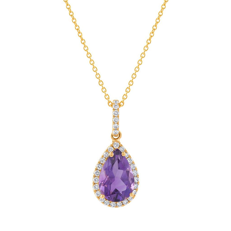 LaViano Fashion 18K Yellow Gold Amethyst and Diamond Pendant