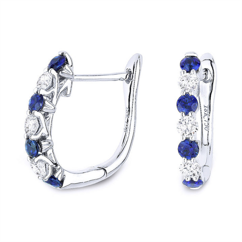 LaViano Fashion 14K White Gold Sapphire and Diamond Earrings