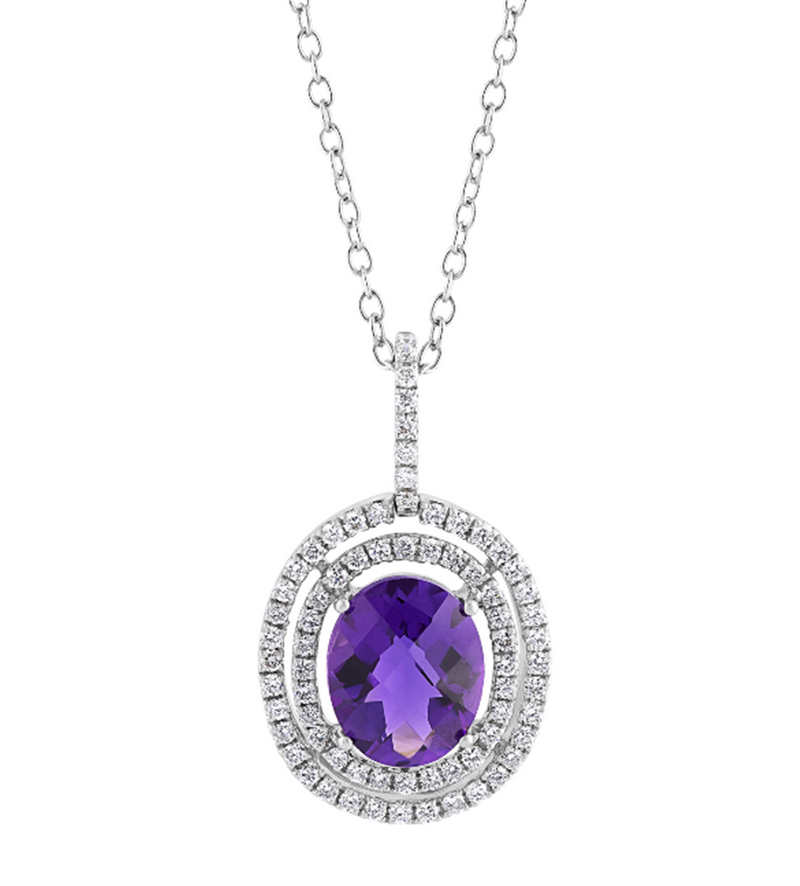 Pe Jay Creations 18K White Gold Amethyst Diamond Necklace