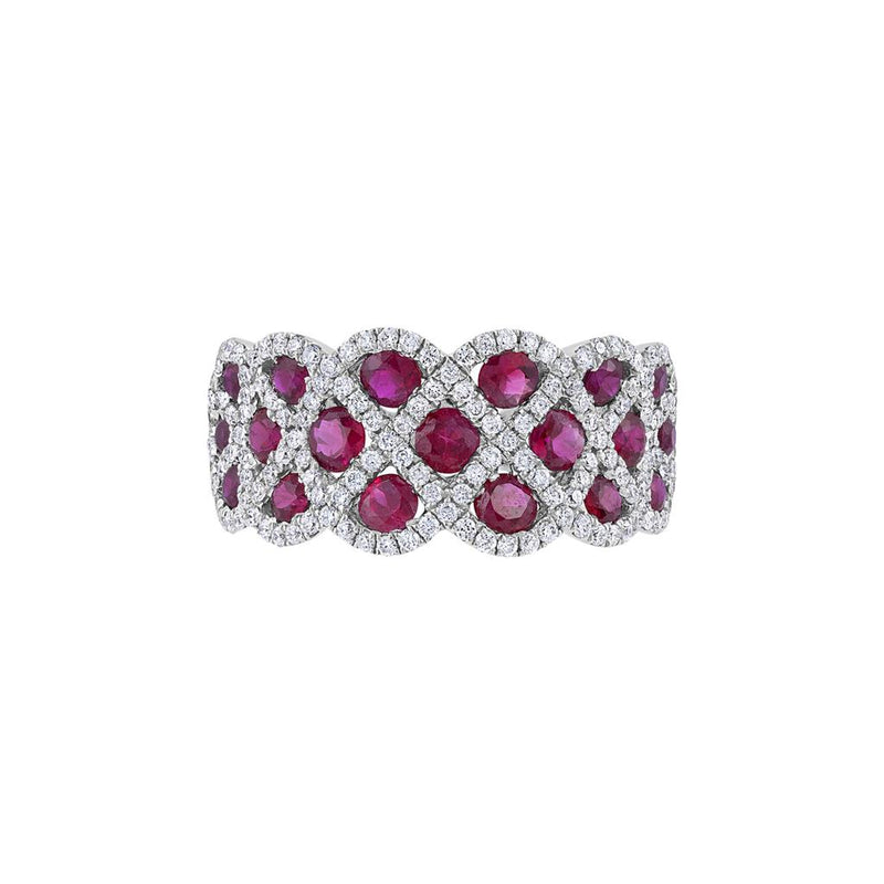 LaViano Fashion 14K White Gold Ruby and Diamond Ring