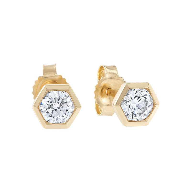 LaViano Fashion 14K Yellow Gold Diamond Stud Earrings