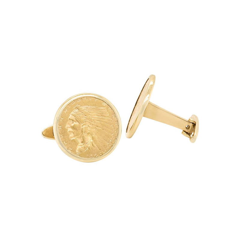 LaViano Fashion 18K Yellow Gold Indian Head Coin Cufflinks