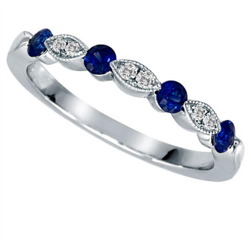 Pe Jay Creations 14K White Gold Sapphire and Diamond Ring