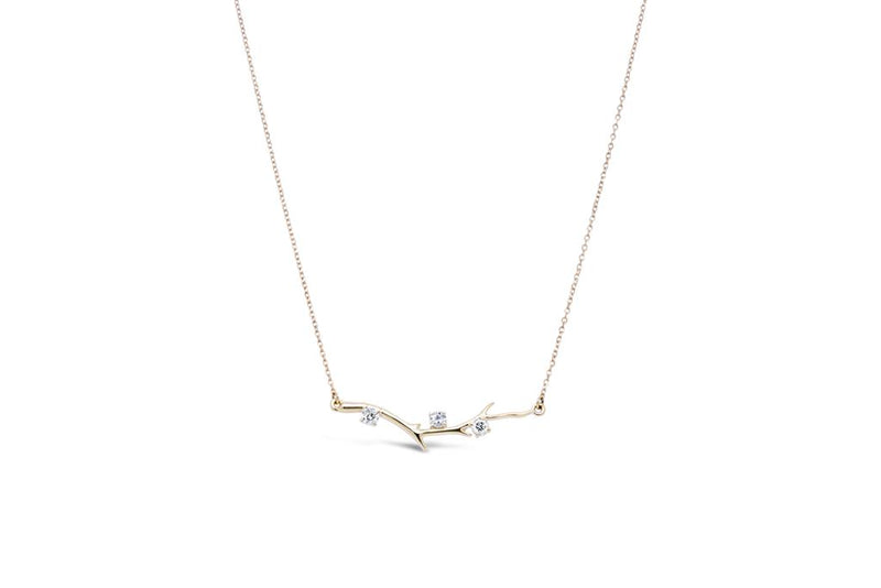 LaViano Fashion 14K Yellow Gold Diamond Branch Necklace