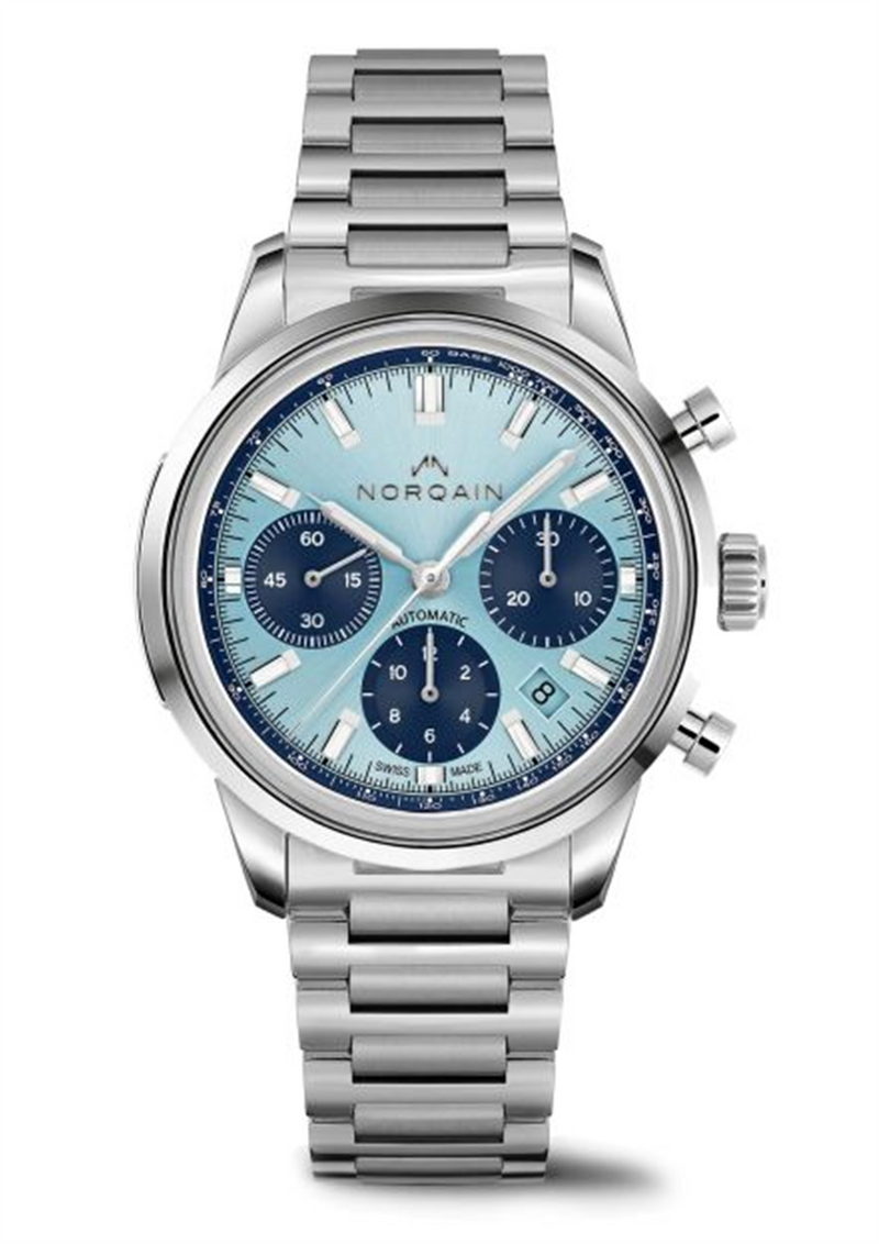 NORQAIN Freedom 60 Chrono Sky Blue Dial Stainless Steel Automatic Watch 40mm - N2201S22C/IAA221