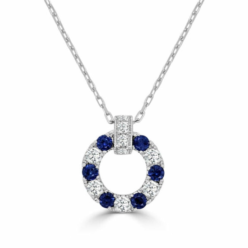 Frederic Sage 14K White Gold Sapphire and Diamond Necklace