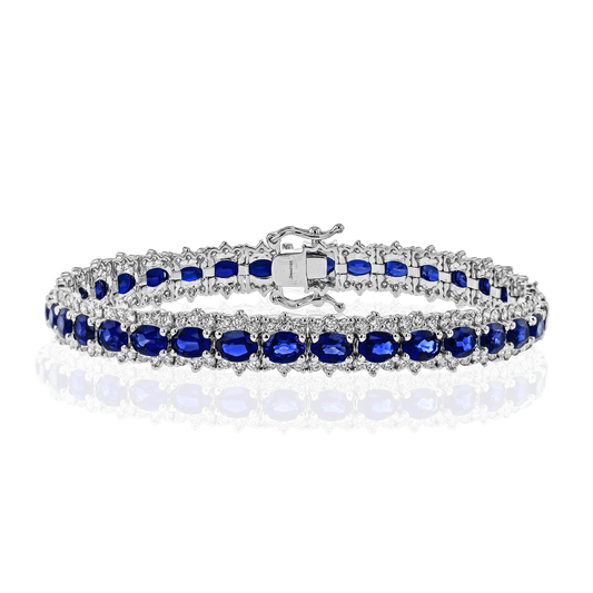 Simon G 18K White Gold Sapphire and Diamond Bracelet