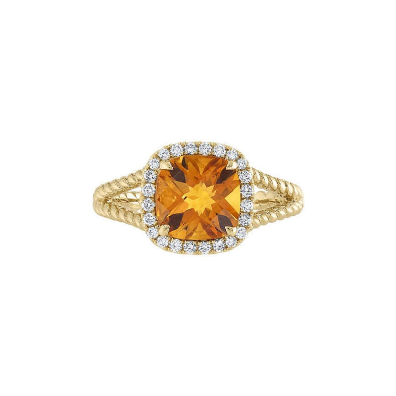 LaViano Fashion 14K Yellow Gold Citrine and Diamond Ring