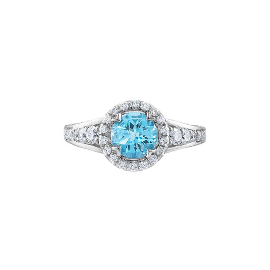 LaViano Fashion 18K White Gold Blue Topaz and Diamond Ring