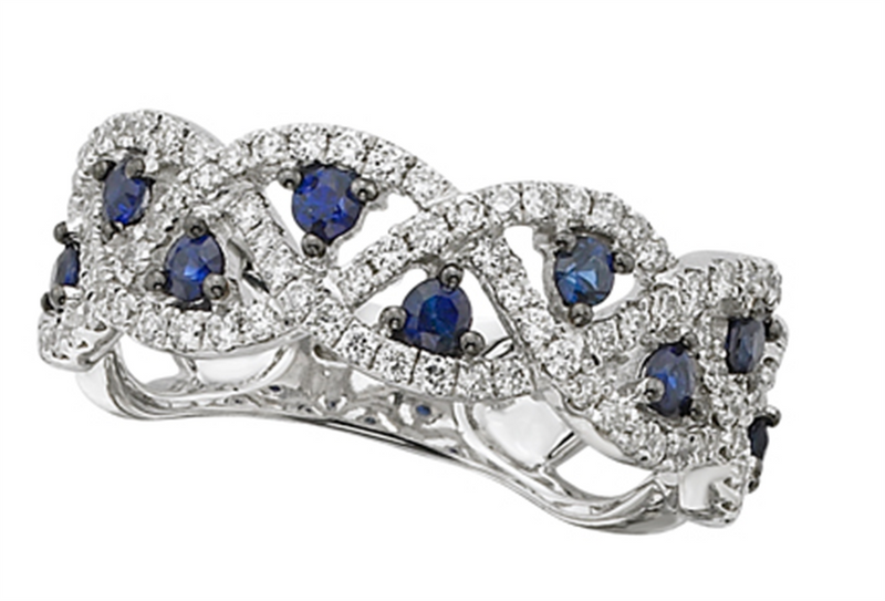 Pe Jay Creations 18K White Gold Sapphire and Diamond Ring