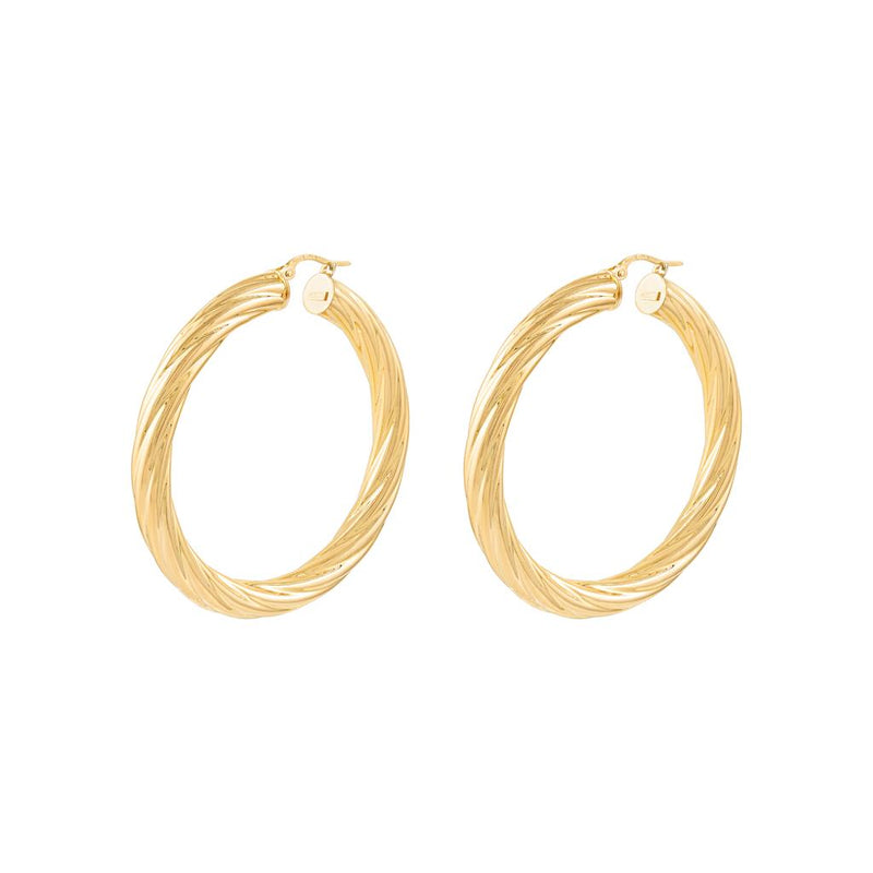 LaViano Fashion 14K Yellow Gold Twisted Hoop Earrings