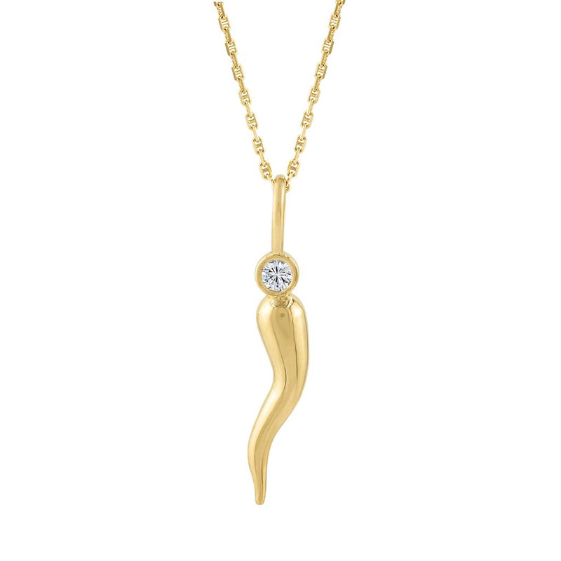 LaViano Fahsion 18K Yellow Gold Italian Horn Pendant