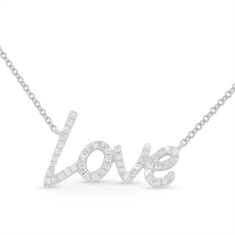 LaViano Fashion 14K White Gold Diamond Love Necklace