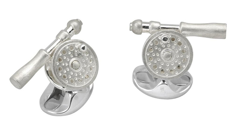 Deakin & Francis Sterling Silver Fishing Reel  Cufflinks