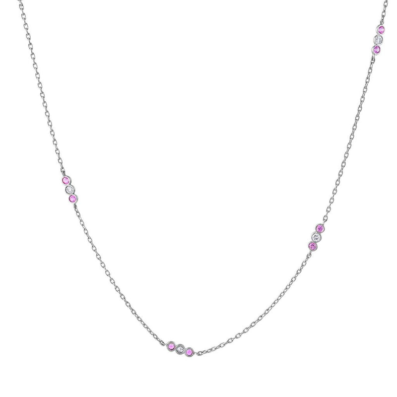 LaVianio Fashion 18K White Gold Pink Sapphire and Diamond Necklace