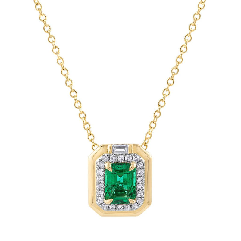 Laviano Fashion 14K Yellow Gold Emerald and Diamond Pendant