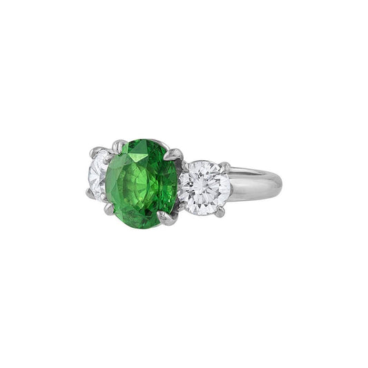 LaViano Fashion Platinum Tsavorite and Diamond Ring