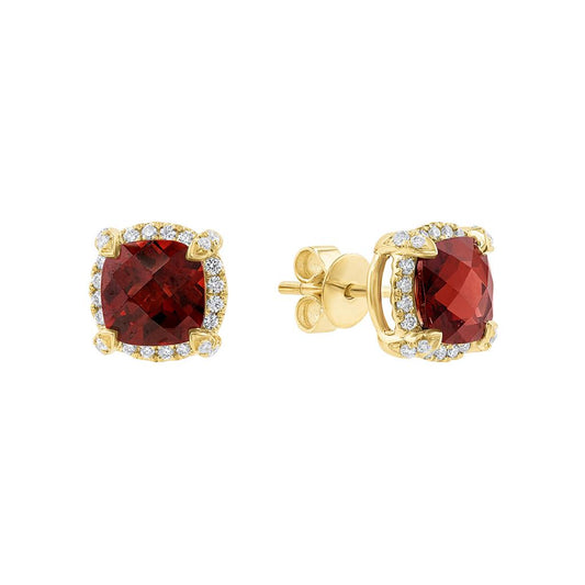 LaViano Fahsion 14K Yellow Gold Garnet and Diamond Earrings