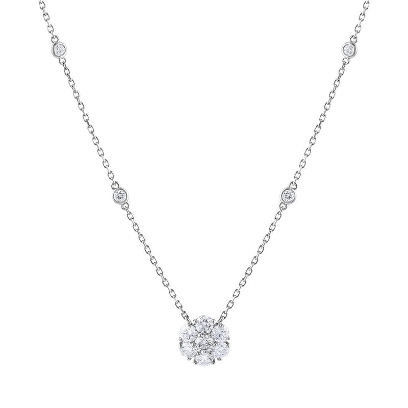 LaViano Fashion 14K White Gold Diamond Necklace 15 Diamonds 1.51 Carats