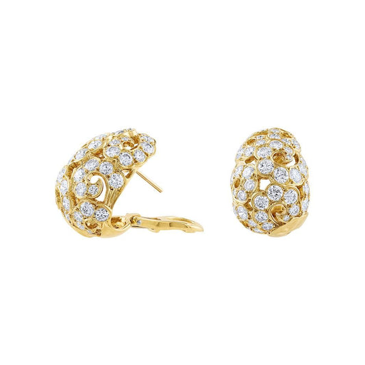 LaViano Fashion Jean Vitau  Gemveto 18K Yellow Gold and Diamond Earrings