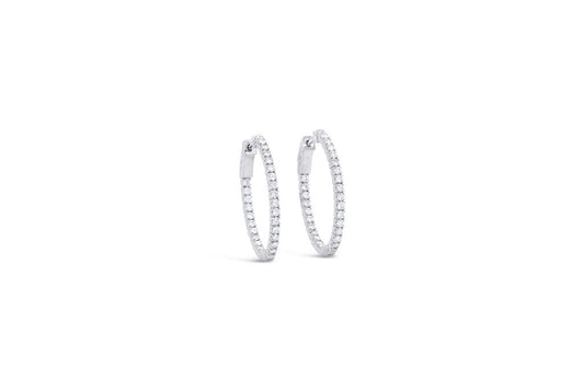 LaViano Fashion 14K White Gold Diamond Hoop Earrings