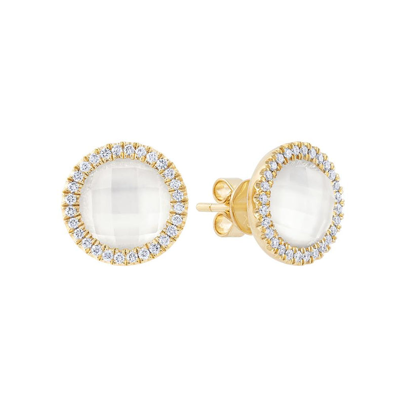 LaViano Fashion 18K Yellow Gold Mother of Pearl and Diamond Earrings