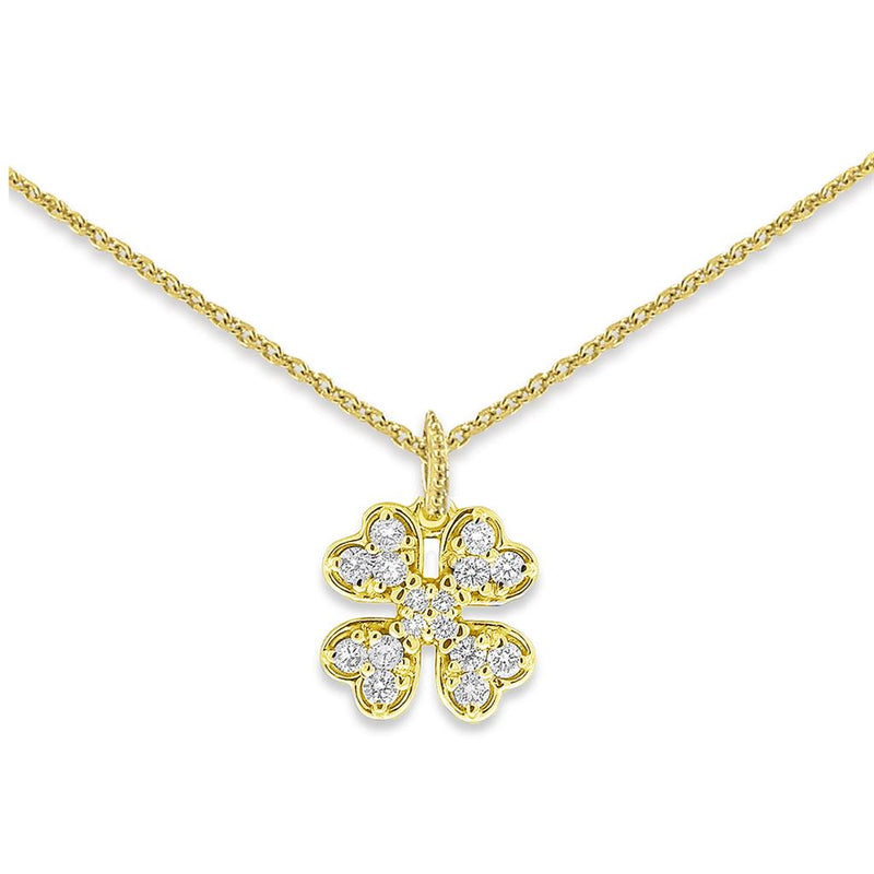 KC Designs 14K Yellow Gold Diamond Heart Flower Pendant Necklace