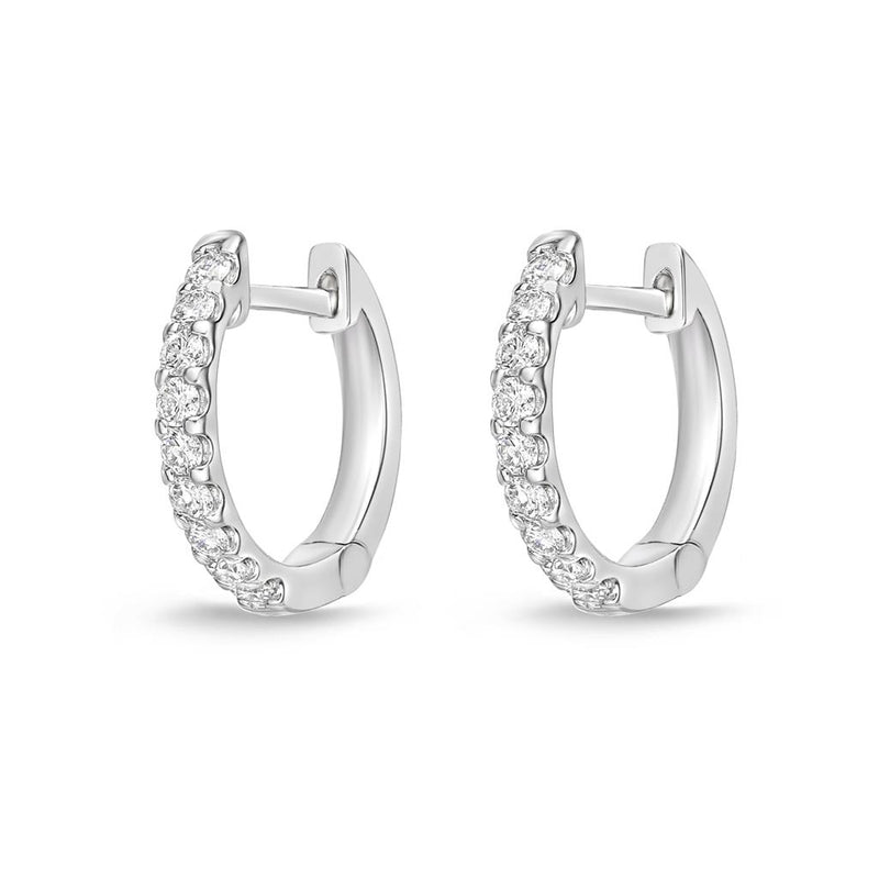 LaViano Fashion 18K White Gold Diamond Huggie Earrings