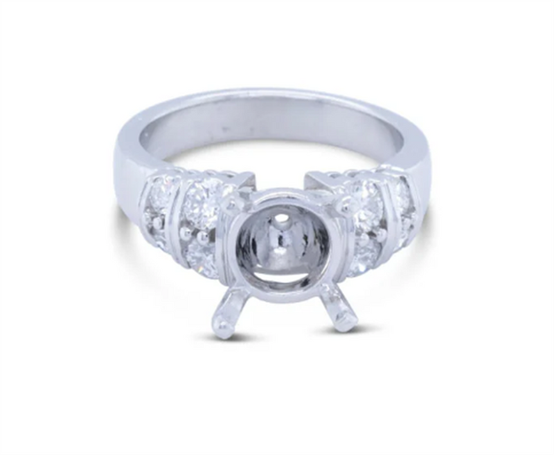 Pe Jay Creations 1.02 Carats Platinum and Diamond Semi Mounting Ring