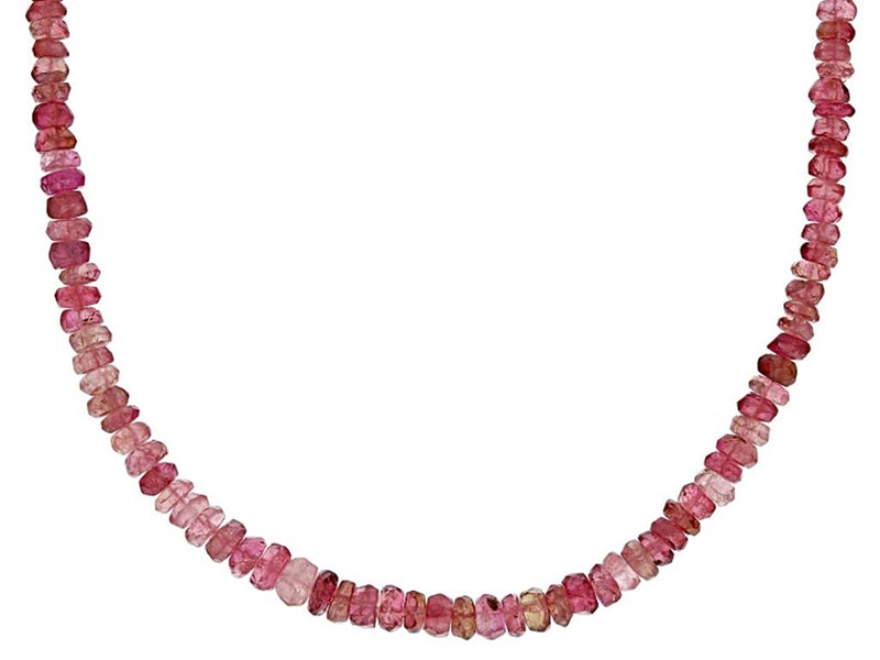 LaViano Fashion 14K White Gold Pink Tourmaline Beaded Necklace