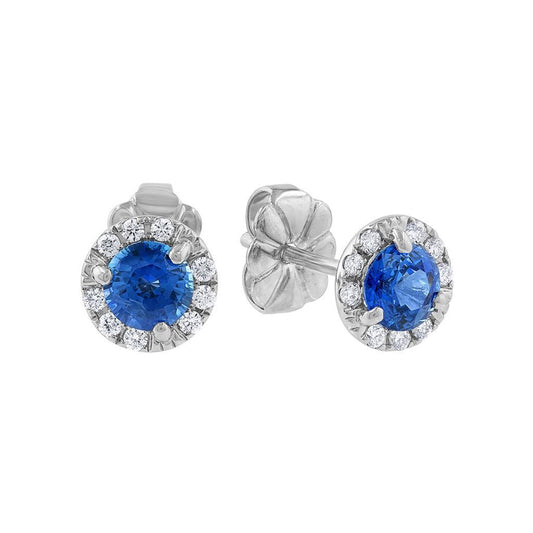 LaViano Fashion 14K White Gold Sapphire and Diamond Earrings