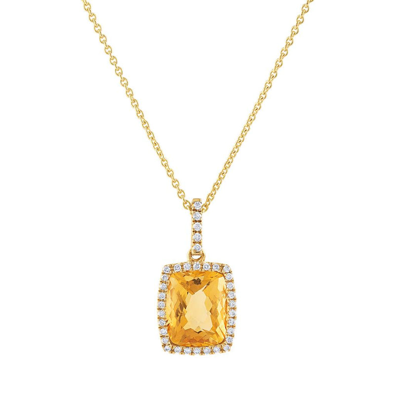 Pe Jay Creations 14K Yellow Gold Citrine and Diamond Pendant