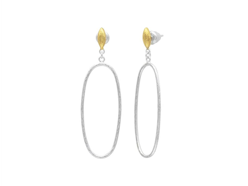 Gurhan Geo Sterling Silver Single Drop Earrings with 24K Yellow Gold Accents