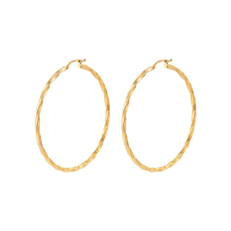 LaViano Fashion 14K Yellow Gold Hoop Earrings 1.8 x 50 MM