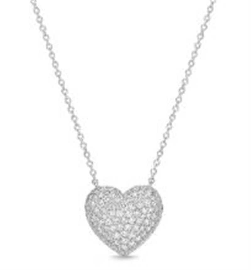 LaViano Fashion 18K White Gold Diamond Heart Necklace