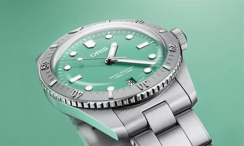 Oris Divers Sixty-Five Cotton Candy Green Dial Stainless Steel Watch