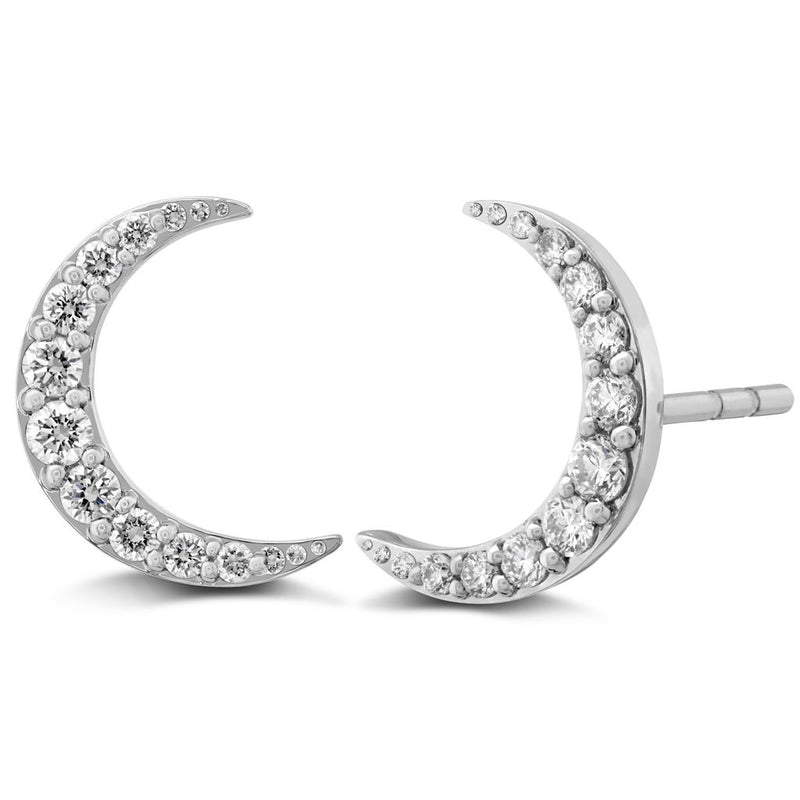 LaViano Fashion 18K White Gold Diamond Crescent Earrings