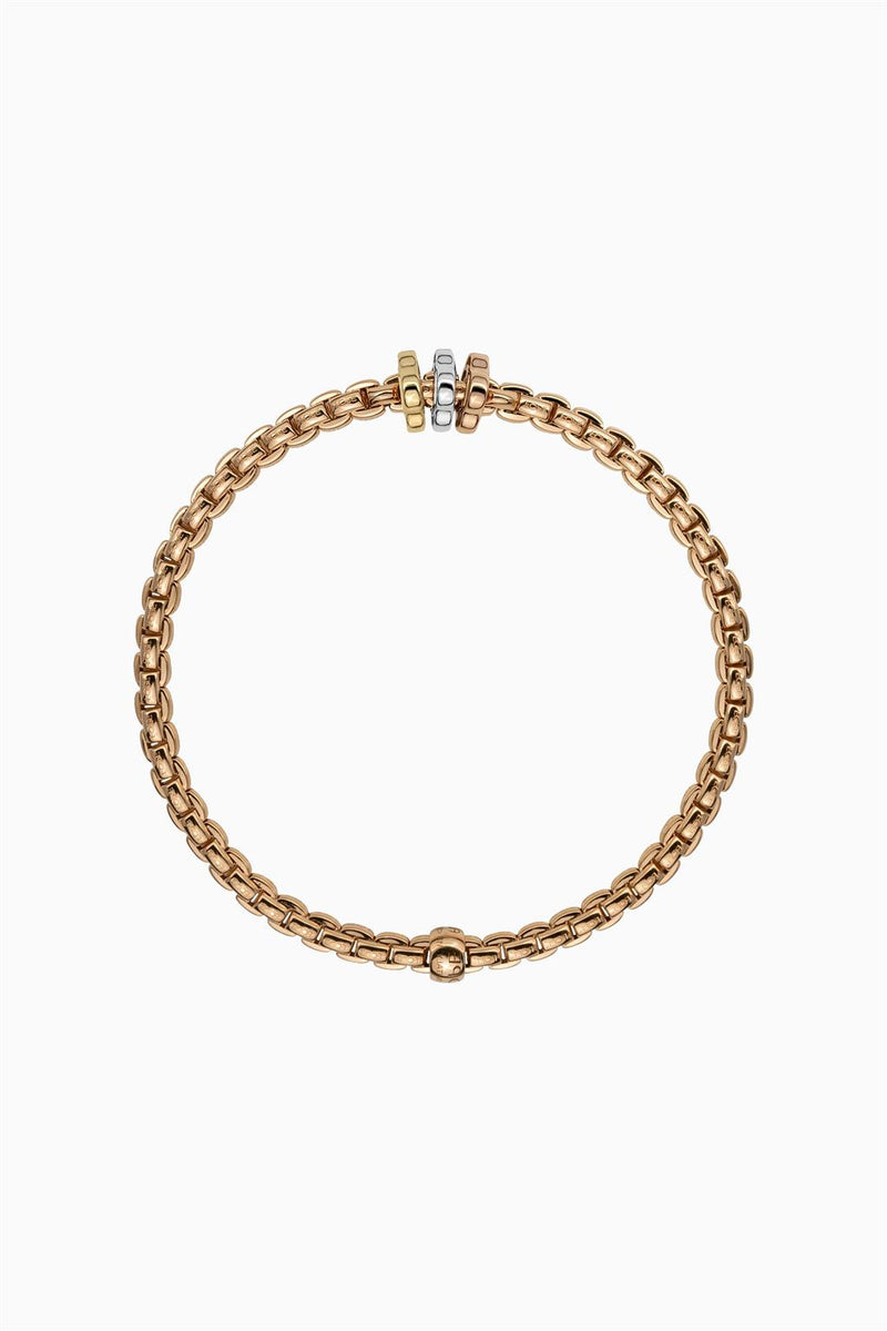 FOPE 18K Rose Gold Bracelet with Tri Colored Rondel