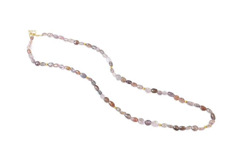 18K  Yellow Gold Tumbled Spinel Nugget Beaded Necklace