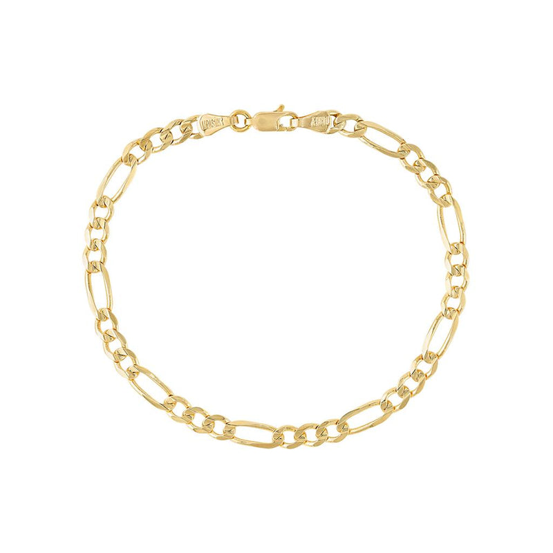 LaViano Fashion 14K  Yellow Gold Figaro Link Bracelet 7.5 Inches 4.75MM