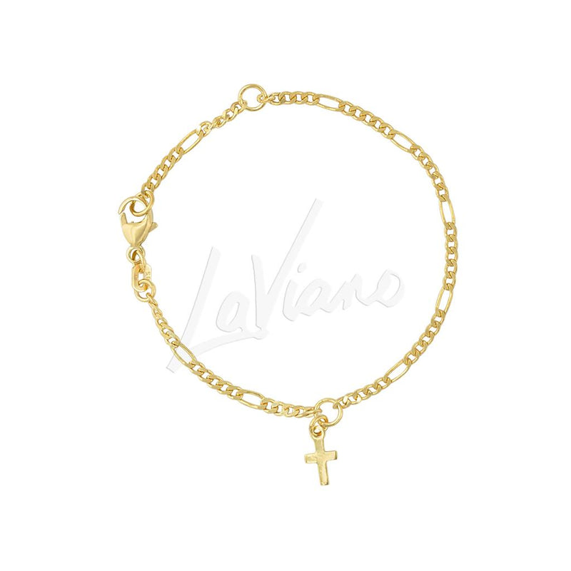 LaViano Fashion 14K Yellow Gold Baby Bracelet with Cross